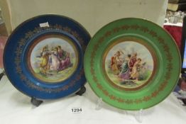 2 Austrian classical scene cabinet plates