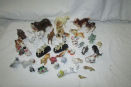 A large quantity of porcelain and pottery animals