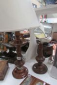 A mahogany table lamp and shaving mirror