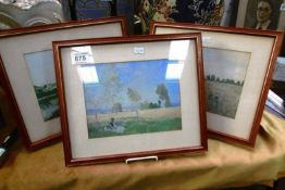 A set of 3 Claude Monet prints