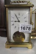 A brass carriage clock