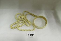 An Ivory necklace and bracelet