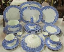22 pieces of Victorian blue & white 'fluted' tea set