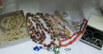 A mixed lot of necklaces including pearls, diamonte' etc