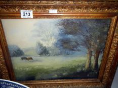 An oil painting meadow scene