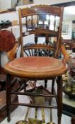 A Victorian pale mahogany chair, a/f