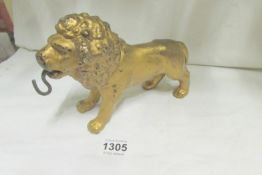 A large spelter lion pocket watch holder