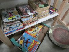 A quantity of American comics, 1 shelf and 1 box