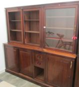 A Victorian mahogany library cabinet (glass missing in 2 doors)