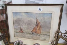 A watercolour, seascape, signed F D Robinson