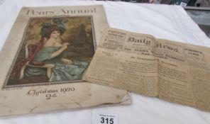 A 1920 Pear's annual and a 1918 Hull Daily News