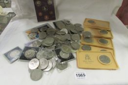 A mixed lot of coins including crowns