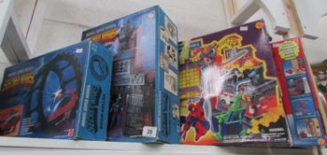 2 Spiderman and 2 Secret Wars boxed play sets