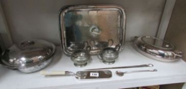 A mixed lot of silver plate inc shipping line tureen etc