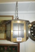 A 1920/30's brass 6 sided porch lantern