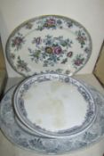 2 19th century meat platters and cake plate