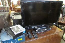 A Toshiba flat screen TV and set top box