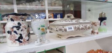 A Mason's jug, tureen, sugar sifter and 2 other items