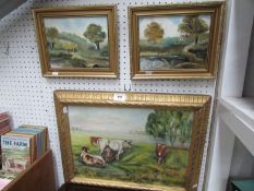 3 framed oil on board country scenes