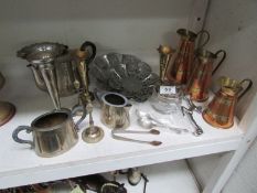 A mixed lot of metalware including 2 silver spoons