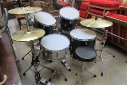 A full size Oldfield's drum kit, complete and with stool