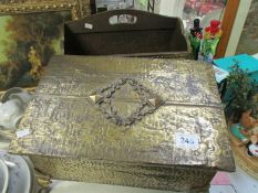 A brass slipper box and magazine rack