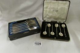 2 sets of 6 silver spoons