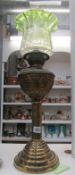 A Victorian oil lamp (shade a/f)