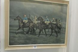 A painting of racehorses signed L Sandys Landsdaine
