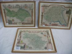 3 framed maps of Yorkshire