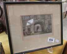 A fine framed and glazed engraving of The Stonebow, Lincoln
