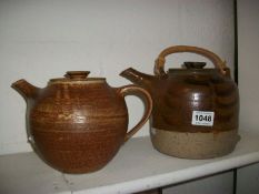 2 large stoneware teapots,  Mickl Schloessingk & impressed stamp 'CH'