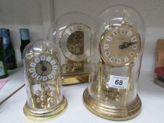 3 electric/battery anniversary clocks under domes