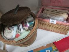 2 sewing baskets and contents