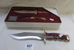 A cased set of LE Winchester knives and a Spanish Anoujar knife