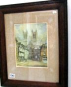 A framed Featherstone Robson print of Lincoln Cathedral