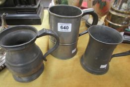 3 pewter tankards