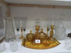 A mixed lot of glassware inc. trinket set, decanters, glasses