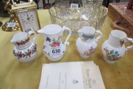 4 Royal Worcester jugs with certificates