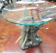 A Juliana collection glass topped elephant table piece
