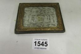 A Late 19th century Oriental ivory on lace picture (slight a/f)