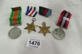 2 WW2 medals and 2 WW2 stars