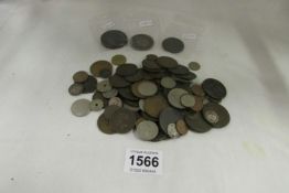 A mixed lot of coins including George III 1820 crown, Victorian silver coins, cartwheel pennies etc