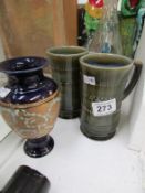 A Doulton vase and 2 Irish porcelain beakers