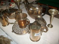 A mixed lot of silver plate inc tea set