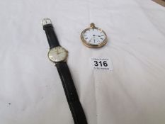 A Perona wristwatch and an Elgin pocket watch, a/f