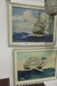 A pair of oils on canvas, sailing ships