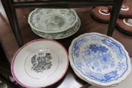 A mixed lot of plates inc. Sunderland Lustre, Mason's etc