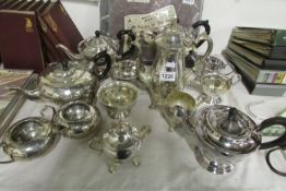 A mixed lot of silver plate including tea sets