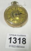 An unmarked yellow metal pocket watch (9ct gold)